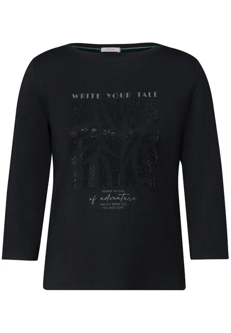 Shirt mit Glitzer-Motiv black