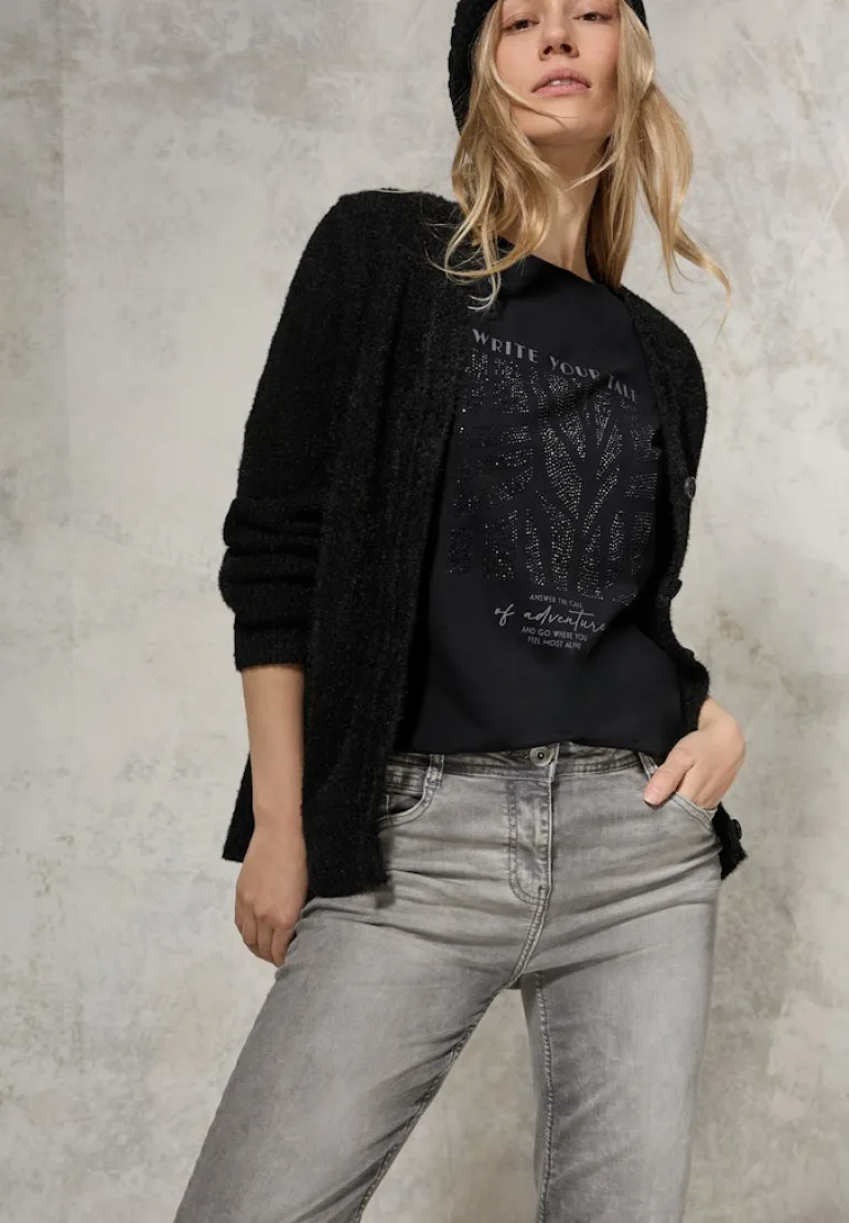 Shirt mit Glitzer-Motiv black