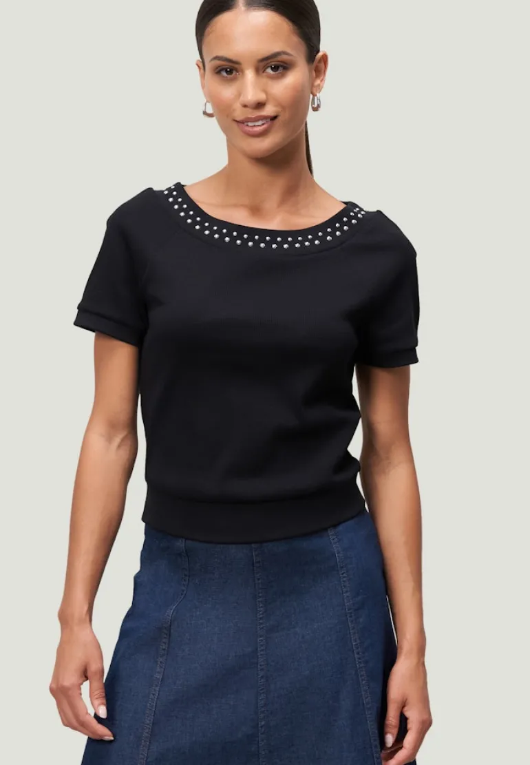 Shirt mit Nieten patch blacksilver