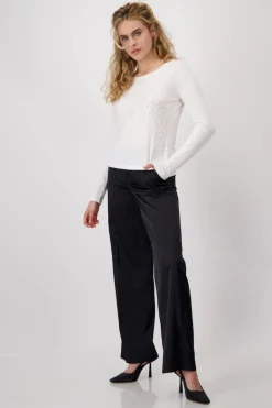 Shirt mit Pailletten und Perlen off-white