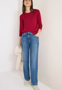 Shirt mit Rippstruktur beaujolais red