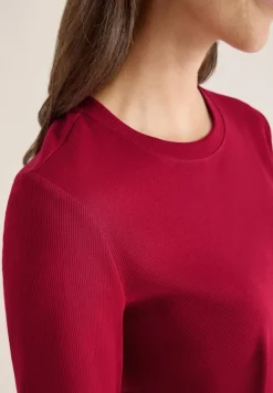 Shirt mit Rippstruktur beaujolais red