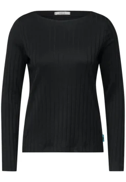 Shirt mit Rippstruktur black