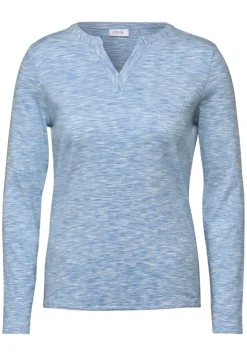 Shirt mit Rippstruktur light blue melange
