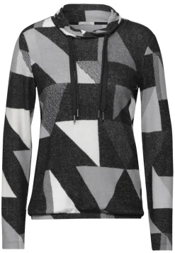 Shirt mit Schalkragen black melange