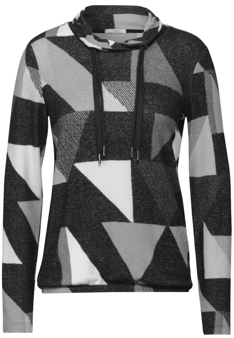 Shirt mit Schalkragen black melange