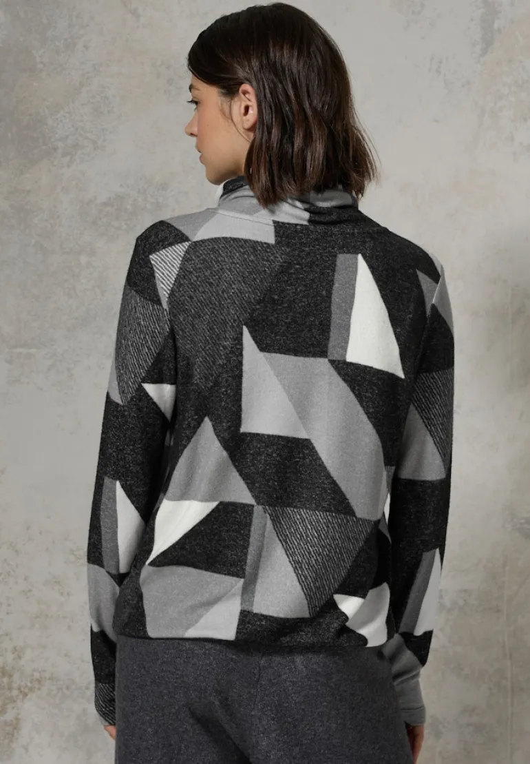 Shirt mit Schalkragen black melange