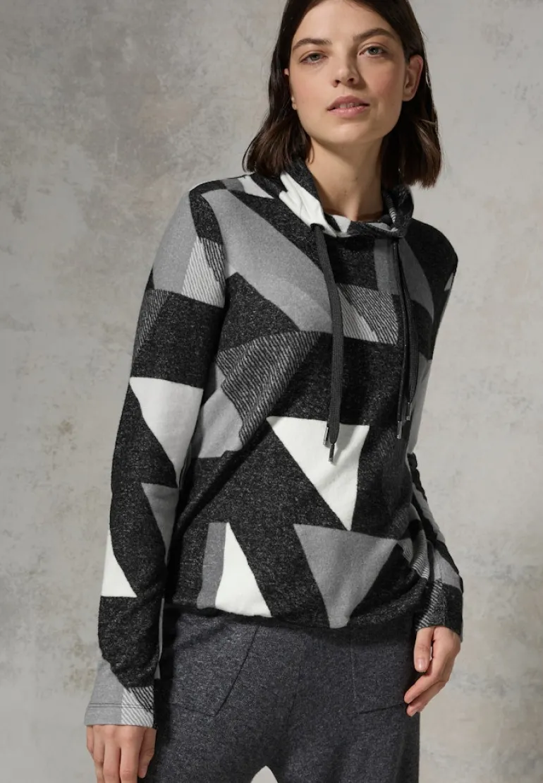 Shirt mit Schalkragen black melange