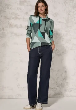 Shirt mit Schalkragen glaced green melange