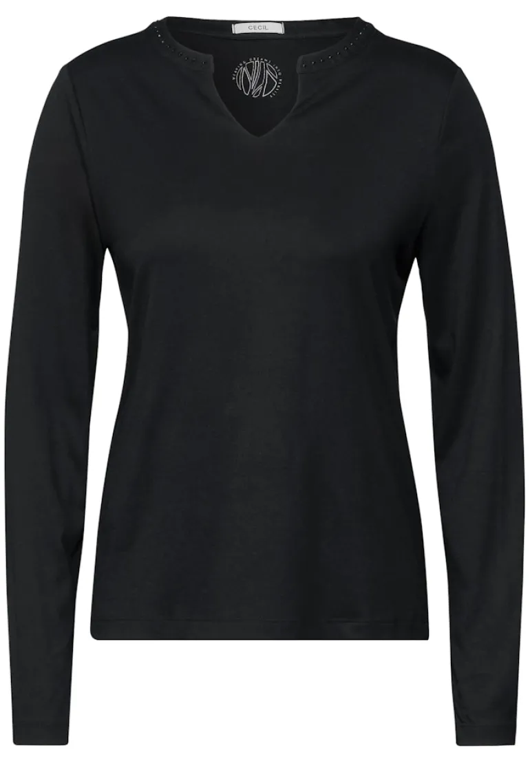 Shirt mit Schmucksteinchen black