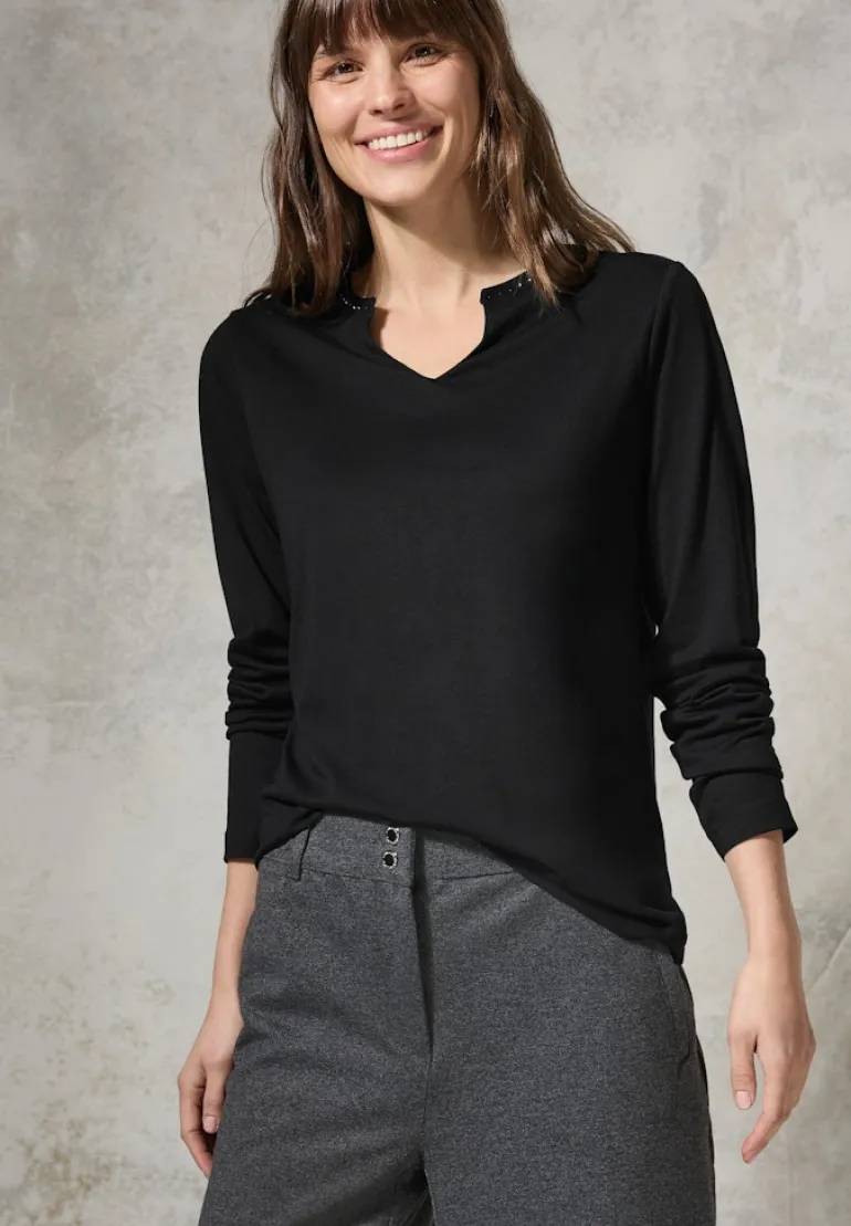 Shirt mit Schmucksteinchen black