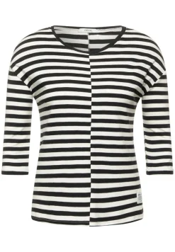 Shirt mit Streifen Muster dark vanilla white