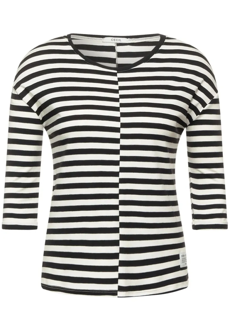 Shirt mit Streifen Muster dark vanilla white