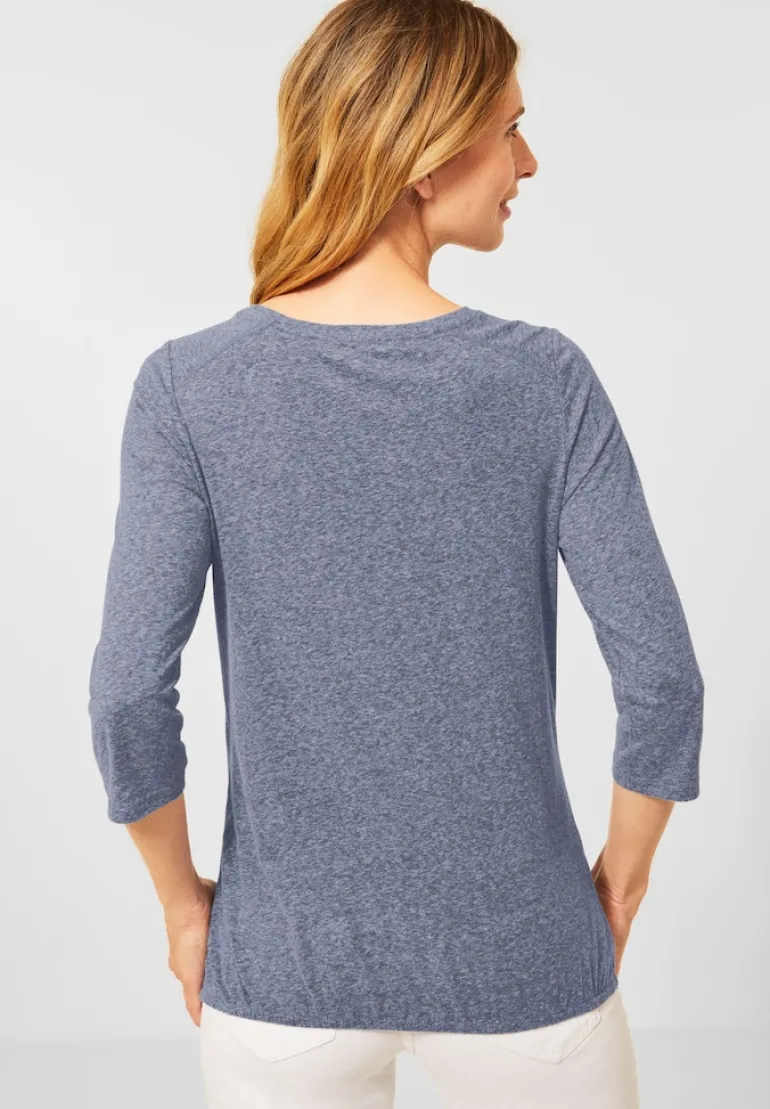 Shirt mit Wording Print deep blue melange