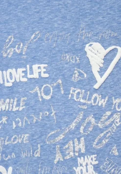 Shirt mit Wording Print dusk sky blue melange