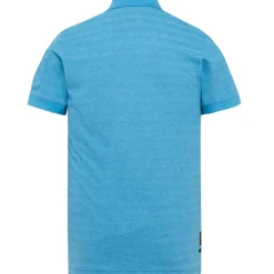Short sleeve polo light pique cold dye blue