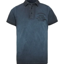 Short sleeve polo light pique cold dye dark navy