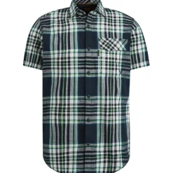 Short Sleeve Shirt Slub Check Ruby salute