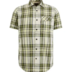 Short Sleeve Shirt Slub Check Ruby olivine