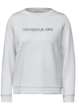 Silk-Look Sweater mit Print platinum grey