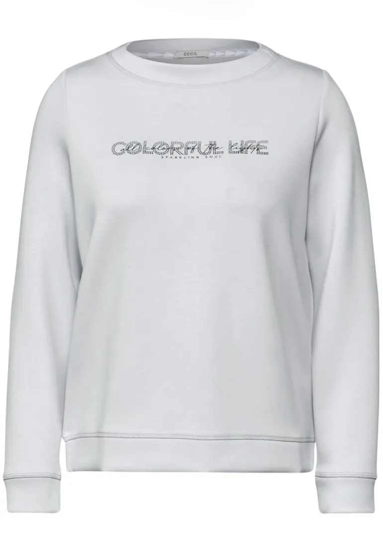 Silk-Look Sweater mit Print platinum grey