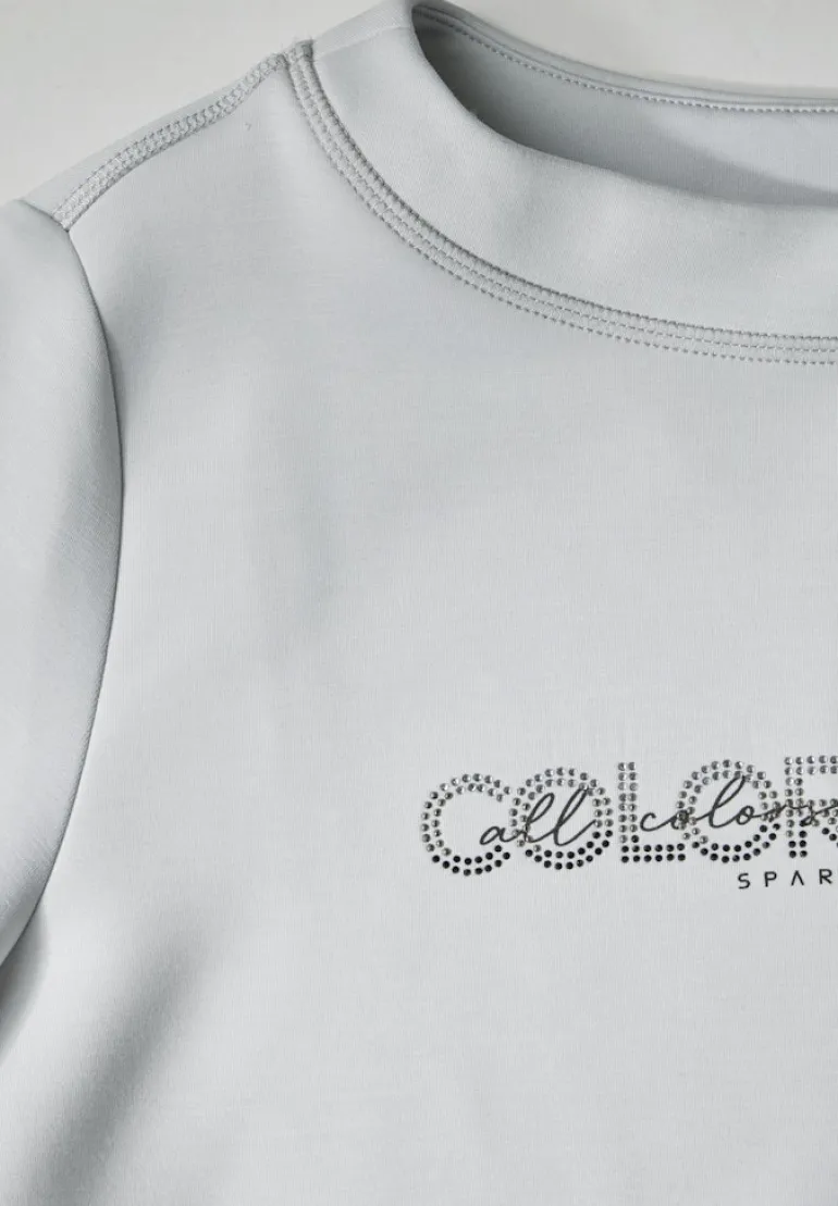 Silk-Look Sweater mit Print platinum grey