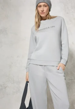 Silk-Look Sweater mit Print platinum grey