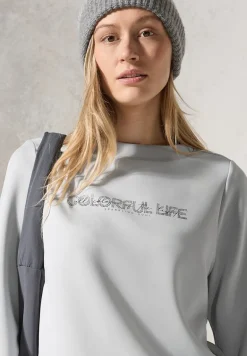 Silk-Look Sweater mit Print platinum grey