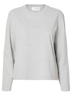 SLFESSENTIAL LS BOXY TEE NOOS light grey melange
