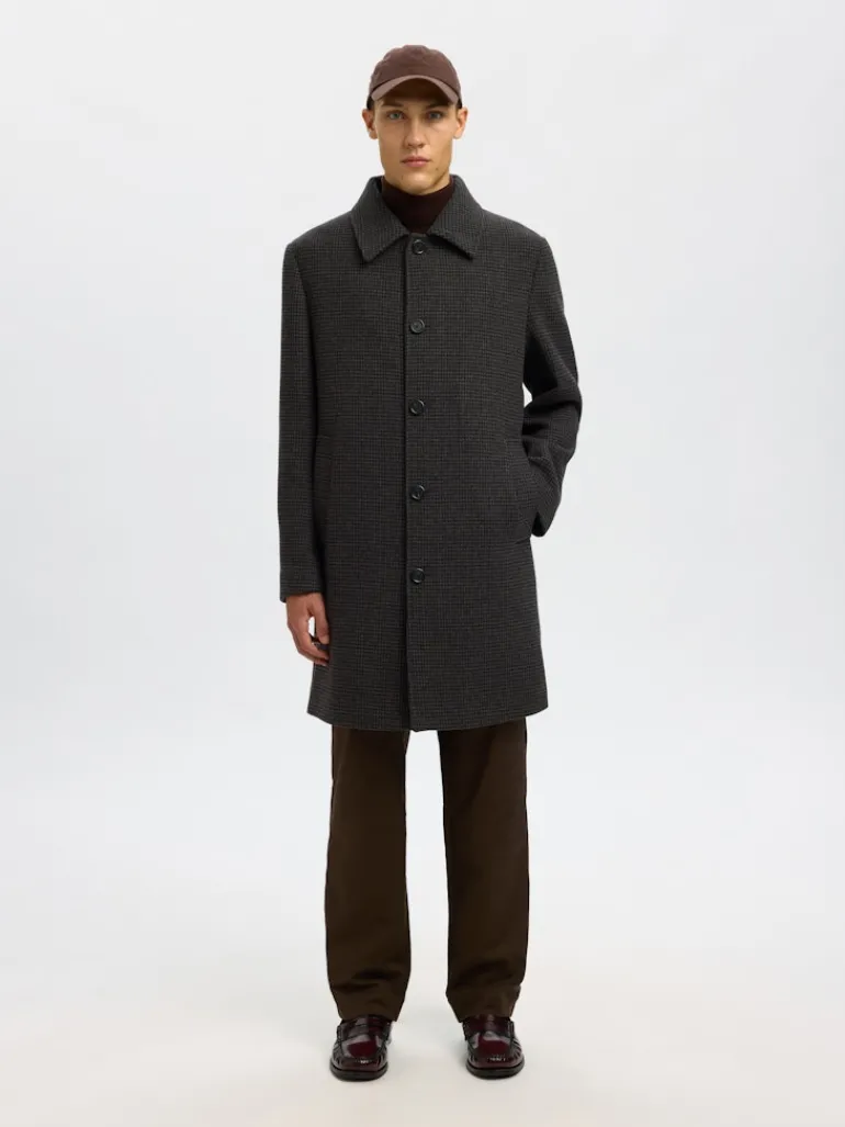 SLHARCHIVE WOOL BLEND CAR COAT dark grey