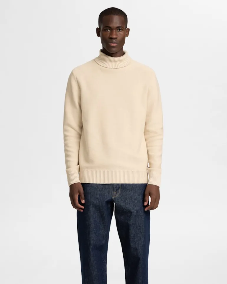 SLHAXEL LS KNIT ROLL NECK W oatmeal1