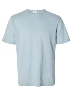 SLHBET LINEN SS O-NECK TEE cashmere blue