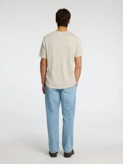 SLHBET LINEN SS O-NECK TEE oatmeal