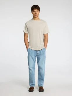 SLHBET LINEN SS O-NECK TEE oatmeal