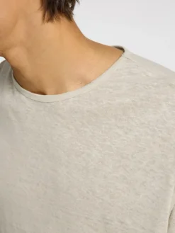 SLHBET LINEN SS O-NECK TEE oatmeal