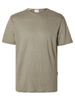 SLHBET LINEN SS O-NECK TEE vetiver