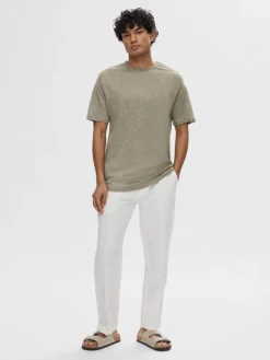 SLHBET LINEN SS O-NECK TEE vetiver