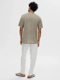 SLHBET LINEN SS O-NECK TEE vetiver