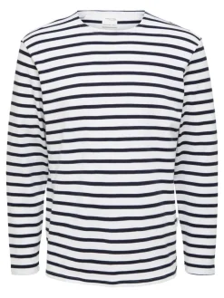 SLHBRIAC STRIPE LS O-NECK TEE NOOS bright white