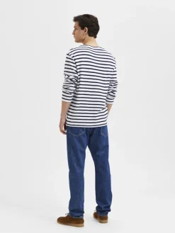 SLHBRIAC STRIPE LS O-NECK TEE NOOS bright white