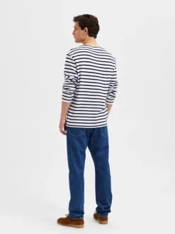 SLHBRIAC STRIPE LS O-NECK TEE NOOS bright white