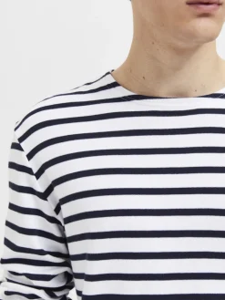 SLHBRIAC STRIPE LS O-NECK TEE NOOS bright white