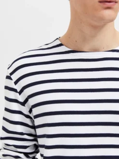 SLHBRIAC STRIPE LS O-NECK TEE NOOS bright white