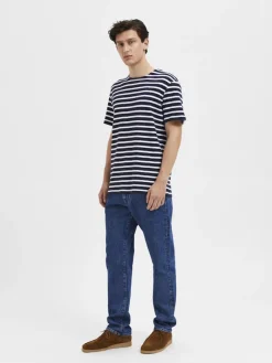 SLHBRIAC STRIPE SS O-NECK TEE NOOS navy blazer