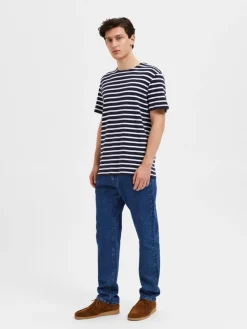 SLHBRIAC STRIPE SS O-NECK TEE NOOS navy blazer