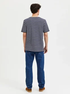 SLHBRIAC STRIPE SS O-NECK TEE NOOS navy blazer