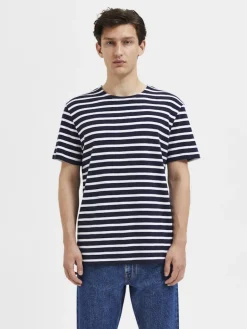 SLHBRIAC STRIPE SS O-NECK TEE NOOS navy blazer