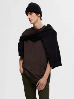 SLHCOLMAN SS O-NECK TEE NOOS chocolate torte