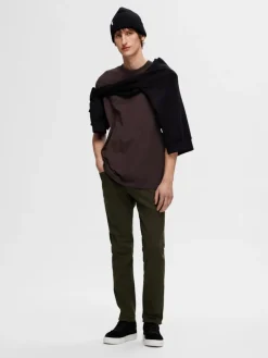 SLHCOLMAN SS O-NECK TEE NOOS chocolate torte