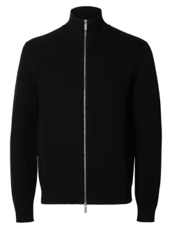 SLHDANE LS KNIT STRUCTURE FULL ZIP NOOS black